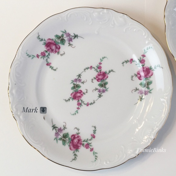 *Read Description* Set of 2 1940s Wawel Rose Garden Bread & Butter Plates Flawed - Picture 2 of 12